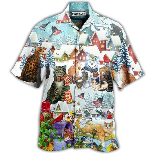 Cat Bird Winter Beautiful - Hawaiian Shirt Jezsport.com