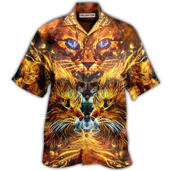 Cat Cool Flaming Cat - Hawaiian Shirt Jezsport.com