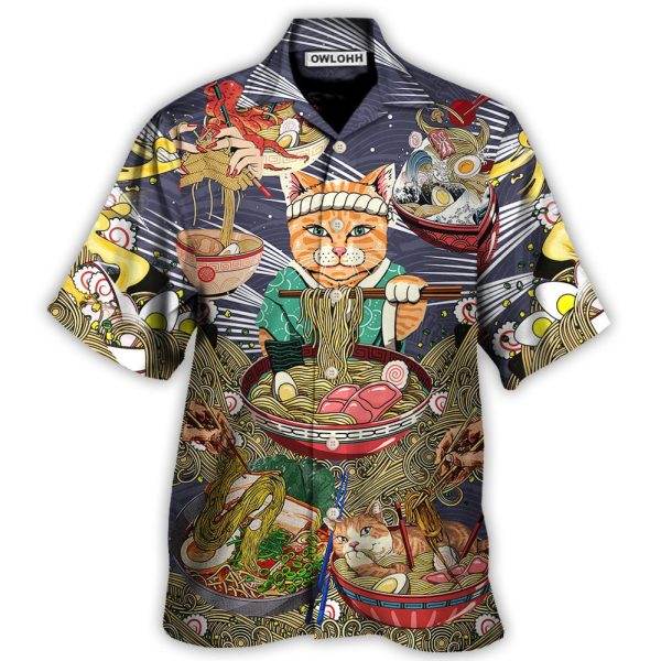 Cat Eating Ramen Lovely - Hawaiian Shirt Jezsport.com