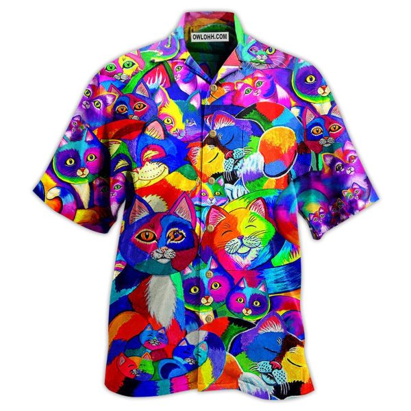 Cat Colorful Rainbow - Hawaiian Shirt Jezsport.com