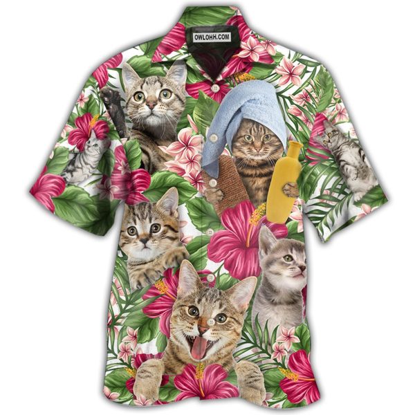 Cat Funny Tabby Cat Tropical Floral - Hawaiian Shirt Jezsport.com