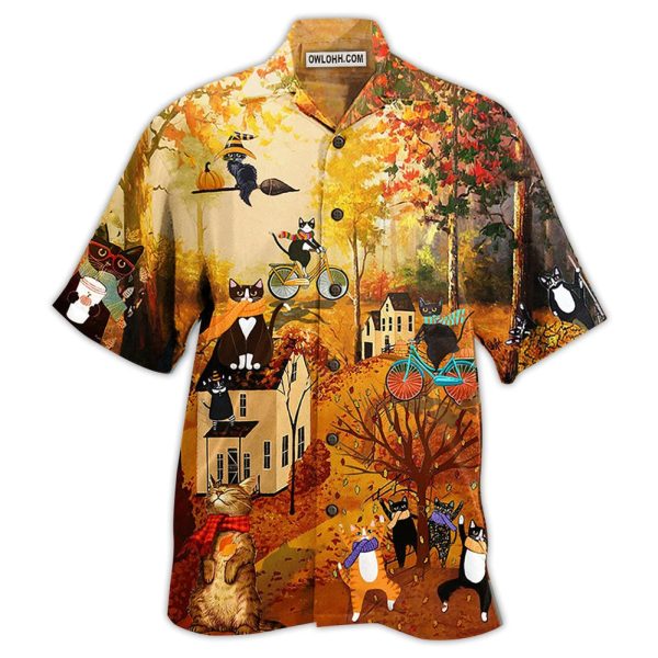 Cat Happy Fall Y'All Cat - Hawaiian Shirt Jezsport.com