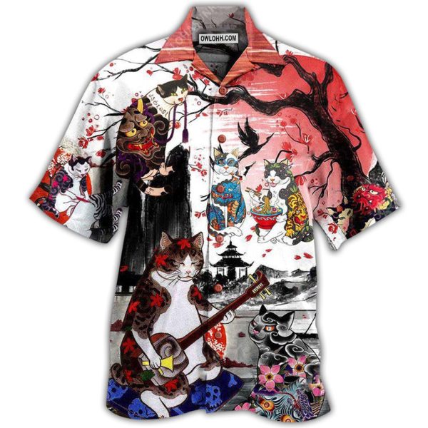 Cat Japanese Art Style - Hawaiian Shirt Jezsport.com