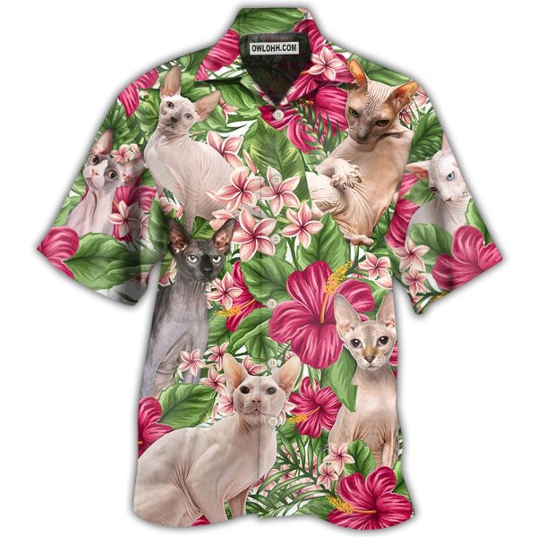 Cat Lovely Sphynx cat Tropical Floral - Hawaiian Shirt Jezsport.com