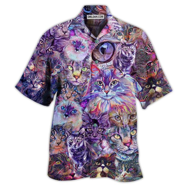 Cat Psychedelic Purple - Hawaiian Shirt Jezsport.com