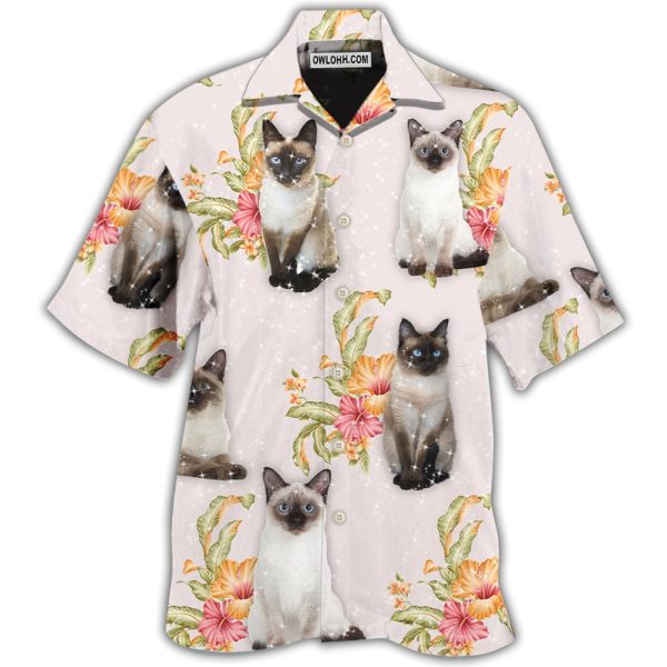 Cat Tropical Floral Siamese Cat - Hawaiian Shirt Jezsport.com