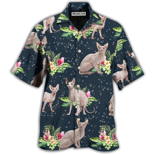 Cat Tropical Floral Sphynx Cat - Hawaiian Shirt Jezsport.com