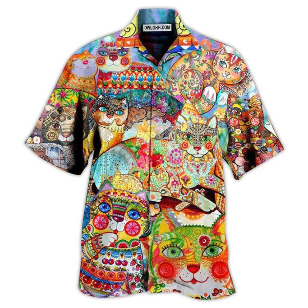 Cat Cute Colorful - Hawaiian Shirt Jezsport.com