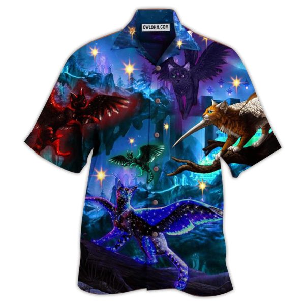 Cat Fly Love Dark - Hawaiian Shirt Jezsport.com