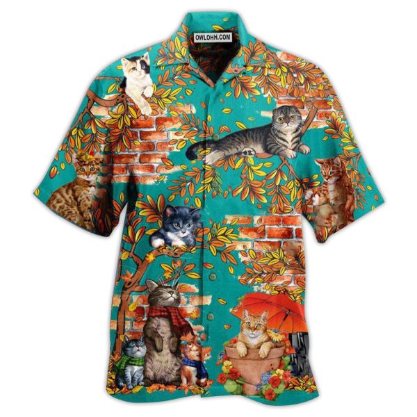 Cat In A Windy Day - Hawaiian Shirt Jezsport.com