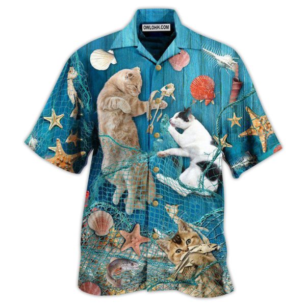 Cat Lazy On Beach - Hawaiian Shirt Jezsport.com