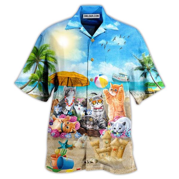 Cat Happy Love Beach Sunshine - Hawaiian Shirt Jezsport.com