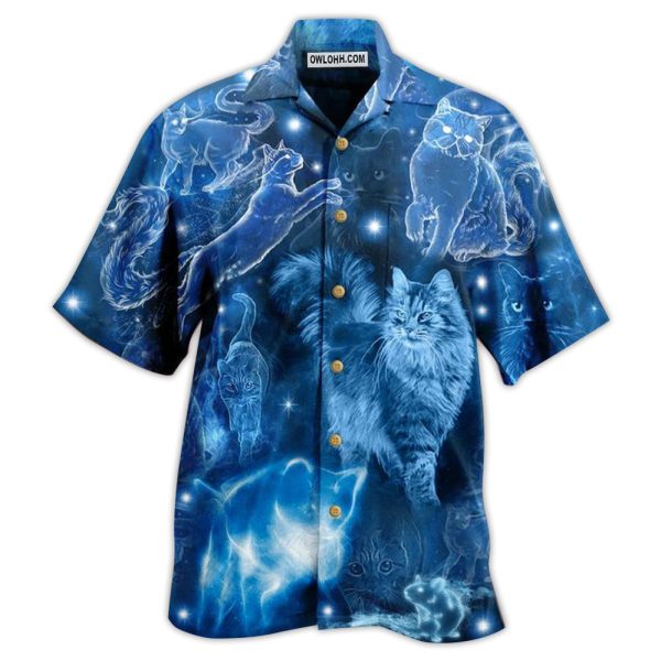 Cat Love Blue Neon Stunning - Hawaiian Shirt Jezsport.com