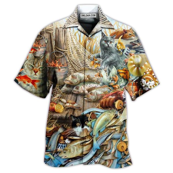 Cat Love Fish Delicious Meal - Hawaiian Shirt Jezsport.com