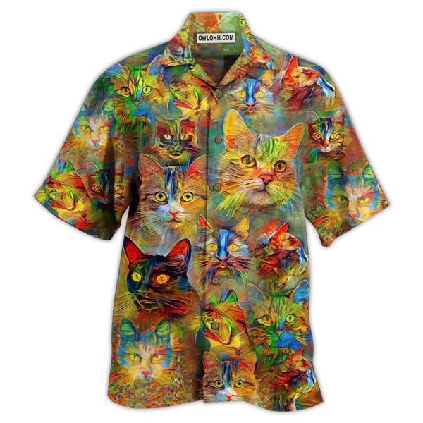 Cat Beautiful Colorful Painting - Hawaiian Shirt Jezsport.com