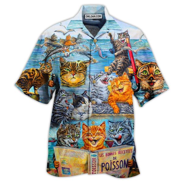 Cat Taught Man To Fish And Bring It To Them - Hawaiian Shirt Jezsport.com