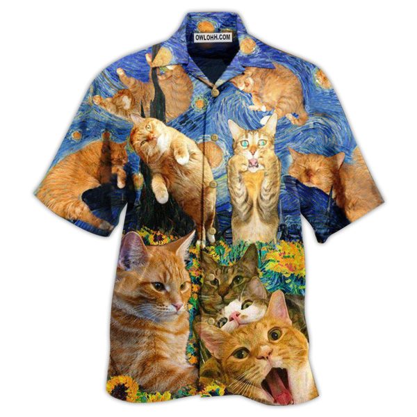 Cat The Sight Of Stars Makes Cat Dream - Hawaiian Shirt Jezsport.com