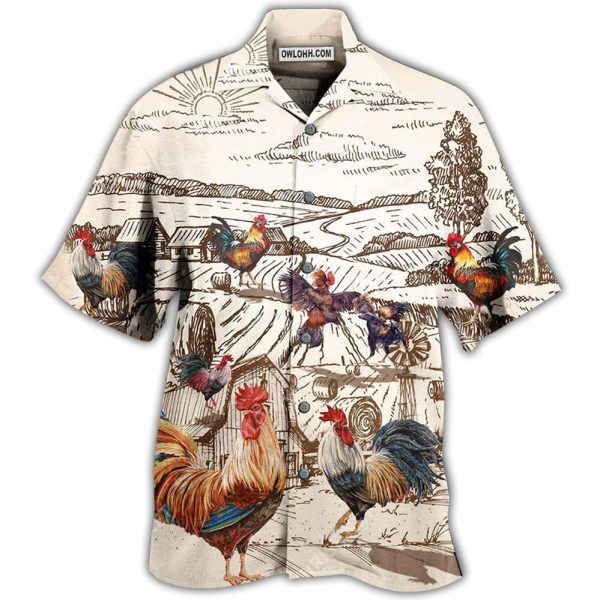 Chicken Awesome Farmer Roosters - Hawaiian Shirt Jezsport.com