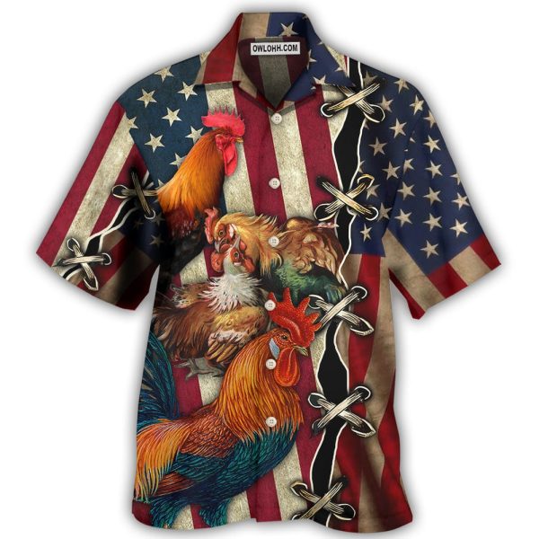 Chicken Celebrating Independence Day - Hawaiian Shirt Jezsport.com