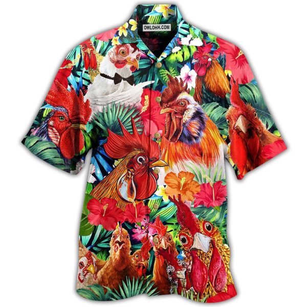 Chicken Loves Summer Tropical Style - Hawaiian Shirt Jezsport.com