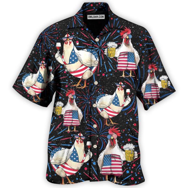 Chicken Independence Day Beer Style - Hawaiian Shirt Jezsport.com