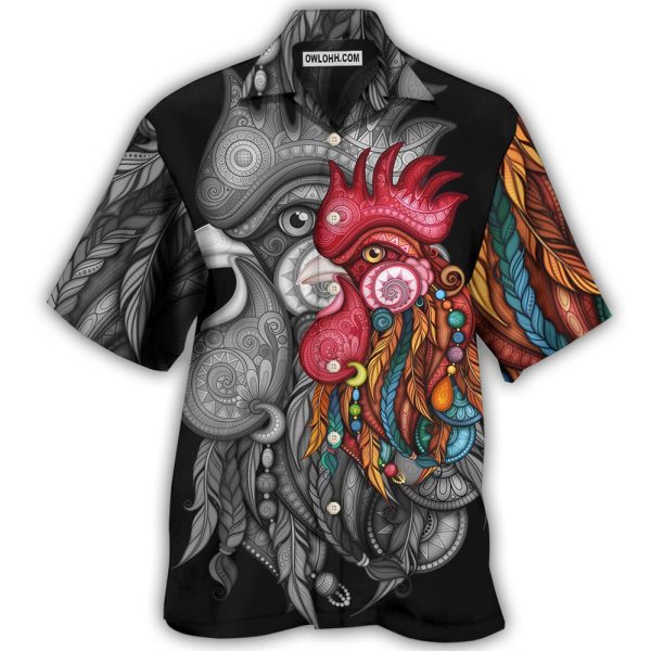 Chicken Rooster Black And Color - Hawaiian Shirt Jezsport.com