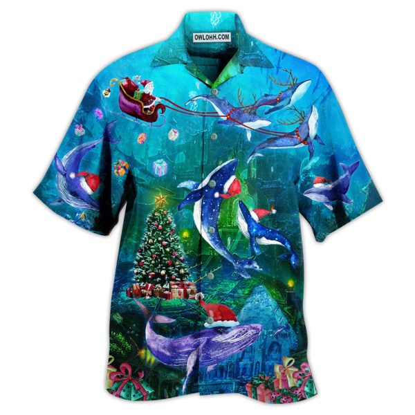 Whale Chirstmas Whales Under The Sea - Hawaiian Shirt Jezsport.com