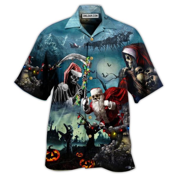 Skull Chistmas Santa Claus - Hawaiian Shirt Jezsport.com