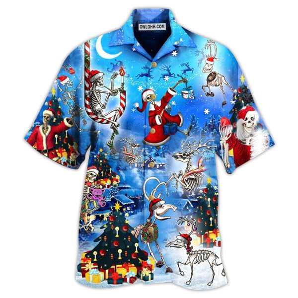 Christmas And Skull Merry Xmas Night - Hawaiian Shirt Jezsport.com