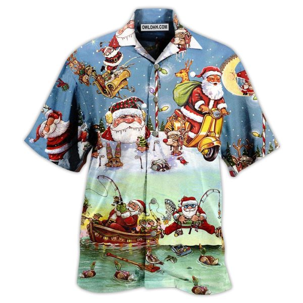 Christmas Cute Santa Claus Go Fishing - Hawaiian Shirt Jezsport.com