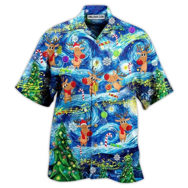 Christmas Dancing Reindeers Happy With Tornado - Hawaiian Shirt Jezsport.com