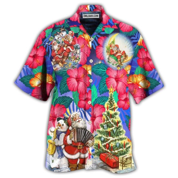 Christmas Flowers Tropical Santa Claus - Hawaiian Shirt Jezsport.com