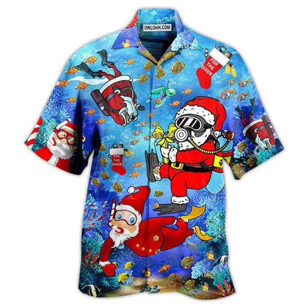 Christmas Santa Claus Dives In Blue - Hawaiian Shirt Jezsport.com