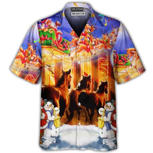 Christmas Santa Claus Horse Merry Christmas - Hawaiian Shirt Jezsport.com