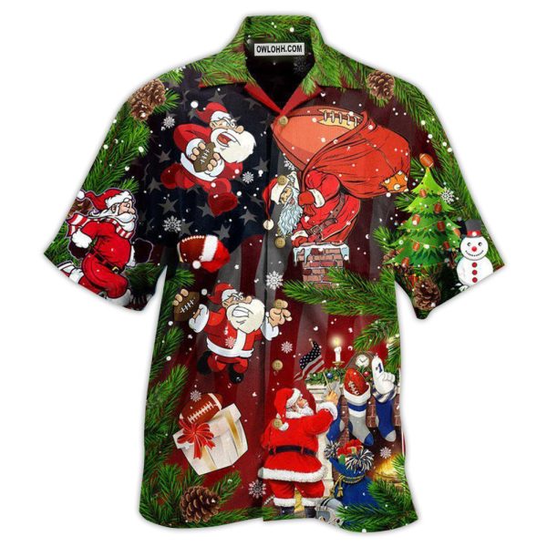 Christmas Santa Claus Is Big Fan Of American Football - Hawaiian Shirt Jezsport.com