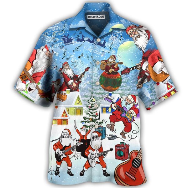 Christmas Santa Loves Music And Guitar - Hawaiian Shirt Jezsport.com