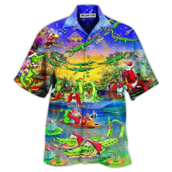 Christmas Santa Riding Alligator Christmas - Hawaiian Shirt Jezsport.com