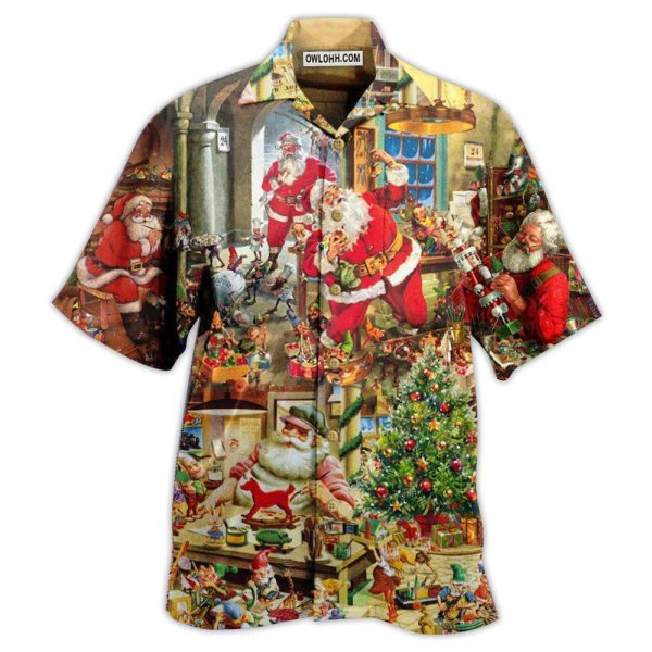 Christmas Santa's Toy Workshop Christmas Night - Hawaiian Shirt Jezsport.com