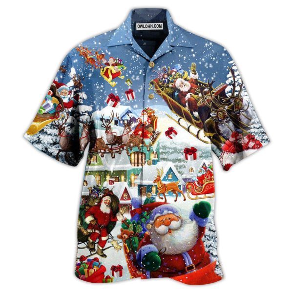 Christmas Say Hi From Santa's Sleigh Snow - Hawaiian Shirt Jezsport.com