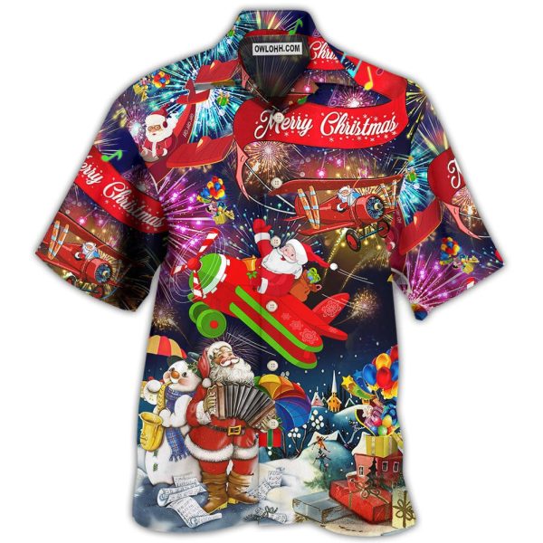 Christmas Spreading Plane With Santa Claus - Hawaiian Shirt Jezsport.com