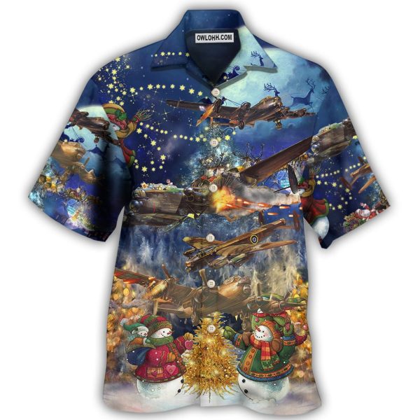 Combat Aircraft Merry Christmas Night - Hawaiian Shirt Jezsport.com