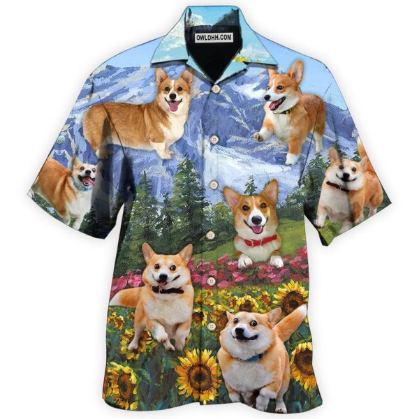 Corgi Loves Flower Garden - Hawaiian Shirt Jezsport.com