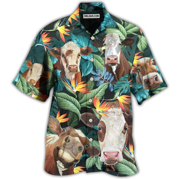 Cow Funny Tropical Style - Hawaiian Shirt Jezsport.com