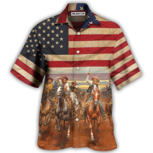 Cowboy Happy On Independence Day - Hawaiian Shirt Jezsport.com