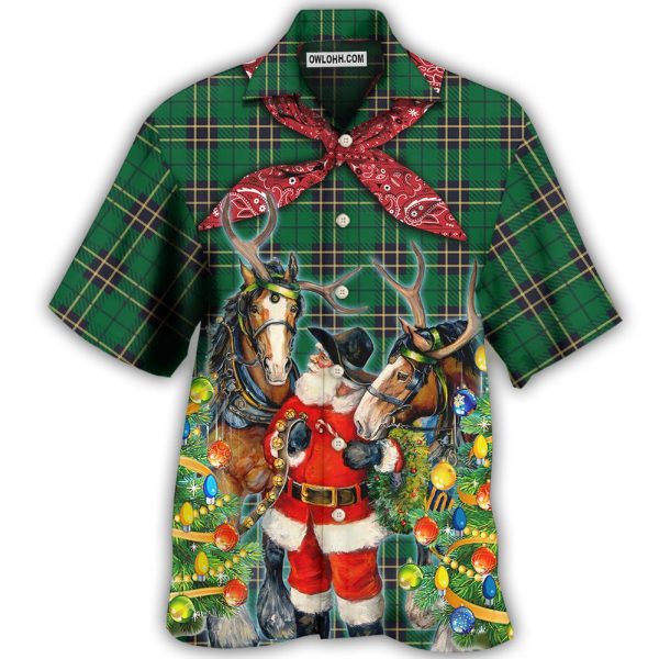 Cowboy Santa Christmas Green - Hawaiian Shirt Jezsport.com