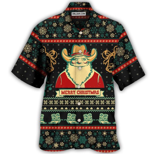 Cowboy Santa Christmas Old Man - Hawaiian Shirt Jezsport.com