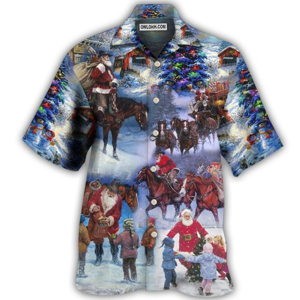 Cowboy Santa Merry Christmas Love Children - Hawaiian Shirt Jezsport.com