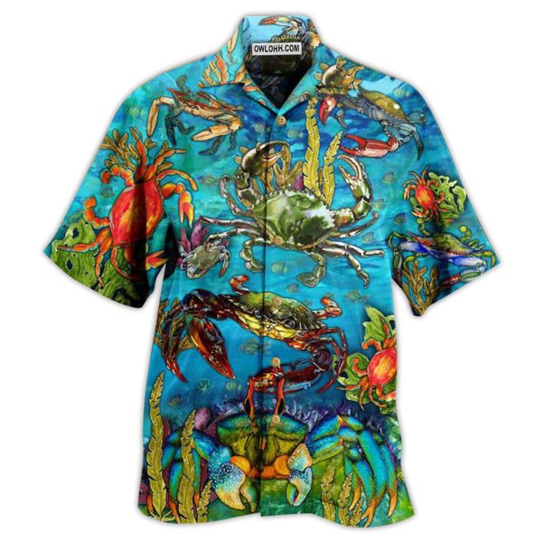 Crab Love Ocean Blue Art Style - Hawaiian Shirt Jezsport.com