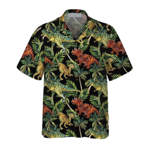 Dinosaur Tropical Pattern Hawaiian Shirt, Tropical Dinosaur Shirt Jezsport.com