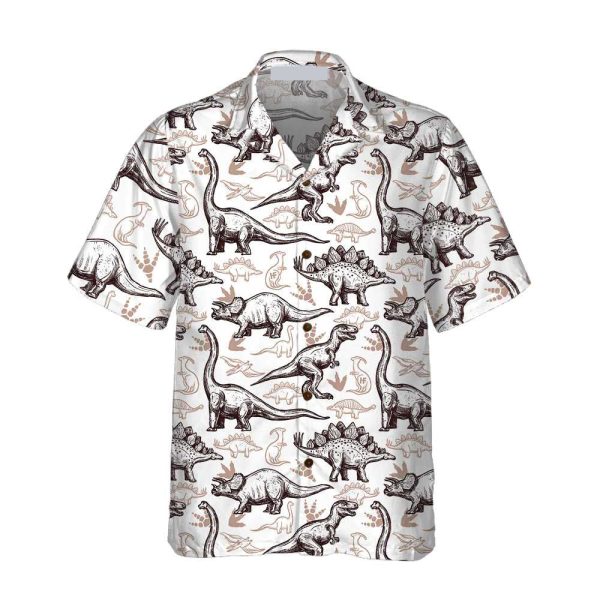 Footprints Seamless Pattern Dinosaur Hawaiian Shirt Jezsport.com